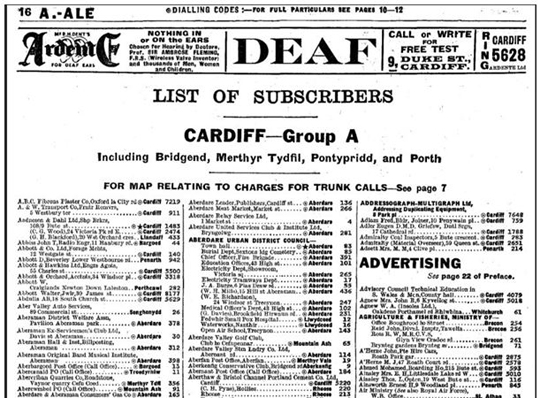 south wales 1938 telephone directory